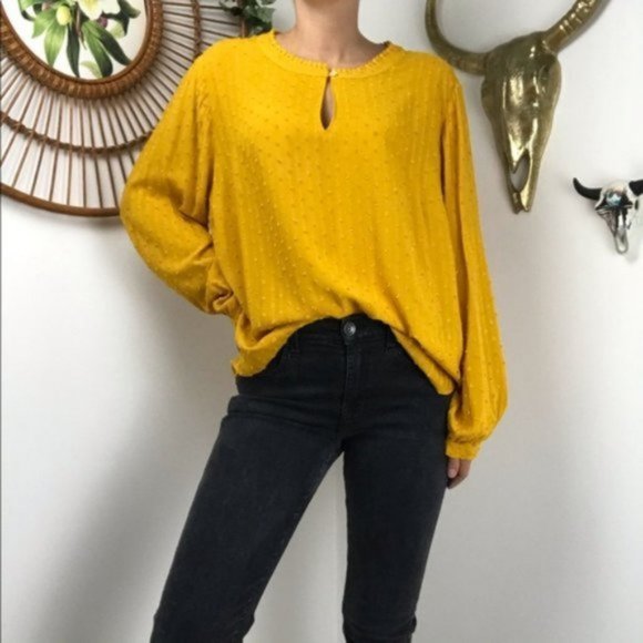 LOFT Tops - NWT LOFT Plus Mustard Yellow Long Sleeve Blouse
